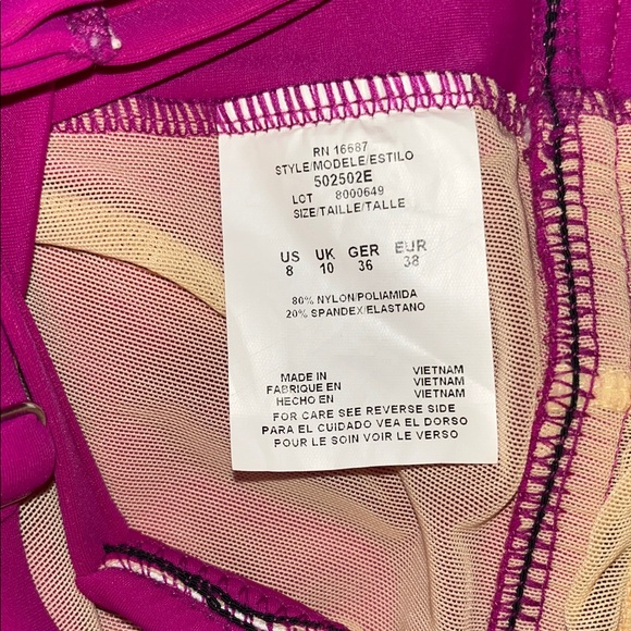 NWT Swim Solutions Tummy Control Fuchsia Swim Dress Size 8 - Picture 7 of 11